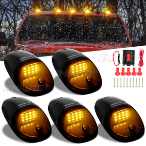 12 LED, 5 Luces de Marcador, 12V/24V, Luces de Techo para Cabina de Coche, Luces de Posición, Lentes Ahumadas Negras para Tundra F150 Dodge GMC - Product Image 1