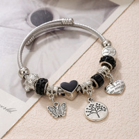 Nouveau Bracelet Breloque Perlé DIY Style Européen et Américain, Multi-éléments en Acier Inoxydable, Alliage de Cuivre, Plaqué Or 14K, Unisexe