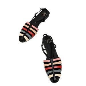 Niche Woven Hollow Color Block Closed Toe <b>Flat</b> Roman <b>Sandals</b> Women Versatile commuter Summer Outdoor Shoes - Product Image 4