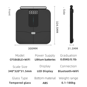 AICITY OEM BMI 8 전극 디지털 디스플레이 휴대용 유리 체지방 측정기 (WiFi 기능 포함, 가정 및 사무실용 체성분 측정) - Product Image 6