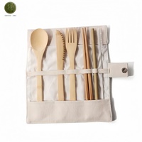 Ensemble de couverts en bambou réutilisables, écologiques, fourchette, cuillère, couteau, paille, ustensiles de cuisine
