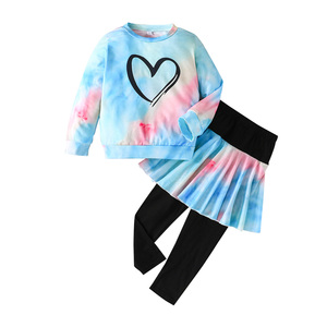 ชุดแฟชั่นผ้าฝ้ายสไตล์พรีปปี้สำหรับเด็กผู้หญิง อายุ 3-7 ปี เสื้อแขนยาวและกางเกงกระโปรงลายสก๊อต ฤดูใบไม้ผลิ ฤดูใบไม้ร่วง - Product Image 1