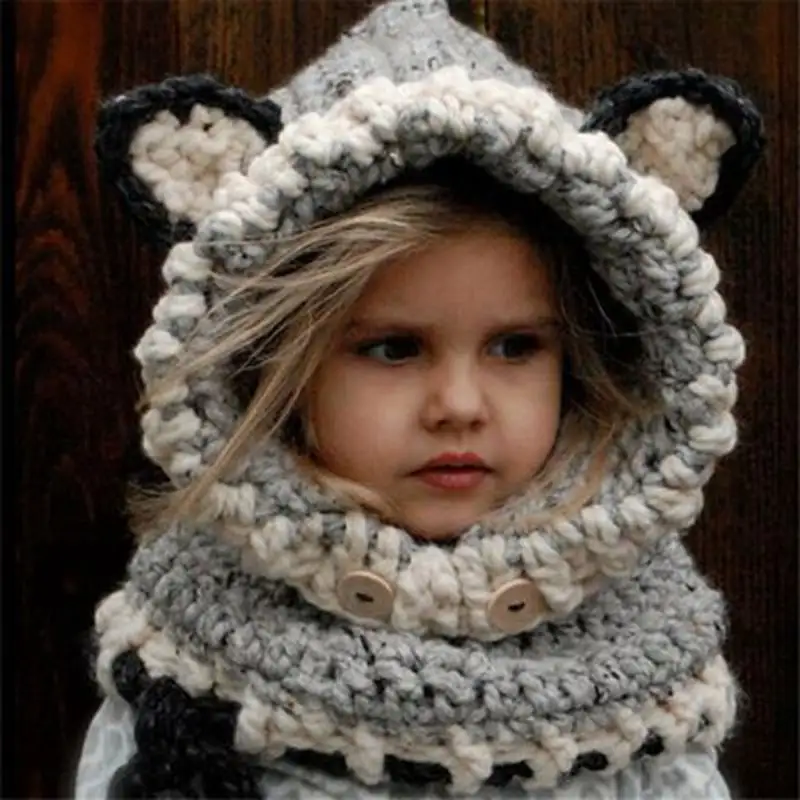 Berretto in velluto per bebè berretto invernale in volpe con orecchie di gatto cappello invernale per bambini cappello antivento sciarpa ragazzo ragazza berretto lavorato a maglia fatto a mano