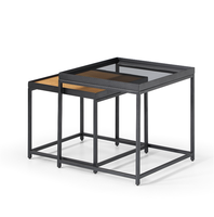 Table basse carrée moderne avec pieds en acier et peinture noire, meubles de salon haut de gamme