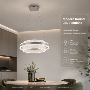 Lustre moderne à anneaux LED dimmable avec télécommande, tricolore, en fer et acrylique, pour salle à manger, salon, usage commercial intérieur - Product Image 2