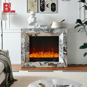 Chimeneas eléctricas de lujo modernas de imitación de mármol gris Mdf pieza de manto independiente chimenea envolvente con kit de repisa de mármol - Product Image 1