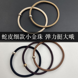 Élastique à cheveux en tissu fin effet peau de serpent avec perles dorées, haute élasticité, pour queue de cheval, usage quotidien, fabrication artisanale, origine Yiwu, été 2024 - Product Image 5