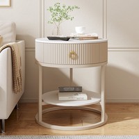 Table basse moderne en métal rond avec plateau en verre, table d'appoint simple pour salon, facile à nettoyer