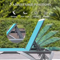 Chaise longue réglable moderne en aluminium pour l'extérieur avec ensemble de table pour la terrasse de la piscine pour la cour de la piscine (1 chaie + 1 table)