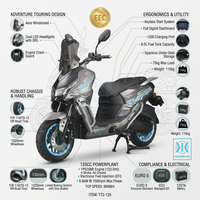 Scooter sportif 125cc à essence, style aventure, cyclomoteur EFI certifié Euro 5, moto à essence de haute qualité, moto 125cc TT2-125