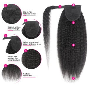 Cola de Caballo Rizada y Lisa con Clip, Cabello Humano Brasileño Remy, Extensiones de Cola de Caballo para <span class=keywords><strong>Mujer</strong></span>, 120g - Product Image 4