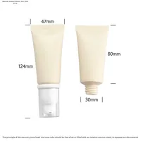 30 ml/G Beige givré mat bouteille vide en plastique Tube cosmétique tête de pompe à vide pour fond de teint liquide crème solaire soins de la peau sérum