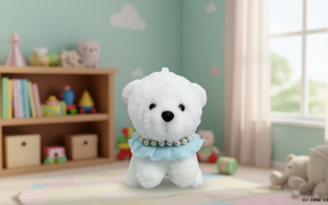 Oso de peluche Gj-1936 de 13 cm con collar de perlas y volantes azules para niños - Product Image 2