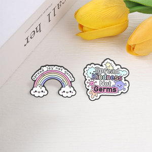 Spread <strong>Kindness</strong> Joy Not Germs Enamel Pin Cute Rainbow Smiling Clouds &amp; Bacteria Brooch Bag Lapel Badge Jewelry Gift for Friends - Product Image 3