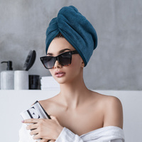 Serviettes de cheveux de luxe personnalisées avec logo, en tissu éponge microfibre, turban pour cheveux bouclés, serviette de séchage pour cheveux bouclés
