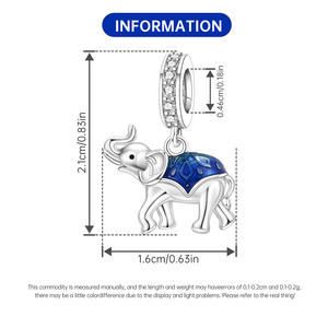 Exclusive cross-border white <b>copper</b> elephant pendant, original niche DIY <b>bracelet</b> beaded accessory pendant, women's style - Product Image 2