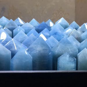 Bacchetta curativa blu naturale all'ingrosso della torre del quarzo dei punti di cristallo del Gmetone dell'acquamarina per la decorazione domestica - Product Image 6