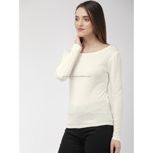CAMISETA DE JERSEY DE ALGODÓN BLANCO MUJER BACK KNOT. CAMISETAS DE BUSCA CALIENTE DE DISEÑO DE CLASE PARA SEÑORAS CON TELA TRANSPIRABLE PERSONALIZADA - Product Image 3