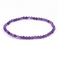 4mm Winzige Runde Facettierte Perlen Kristall-Armband, Kleines Mini Langlebiges Elastisches Schnur-Edelstein-Armband