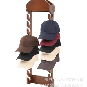 Solid wood wall-mounted baseball cap storage rack, creative multi-tiered hat display rack for home use, vertical hat rack. - Product Image 3