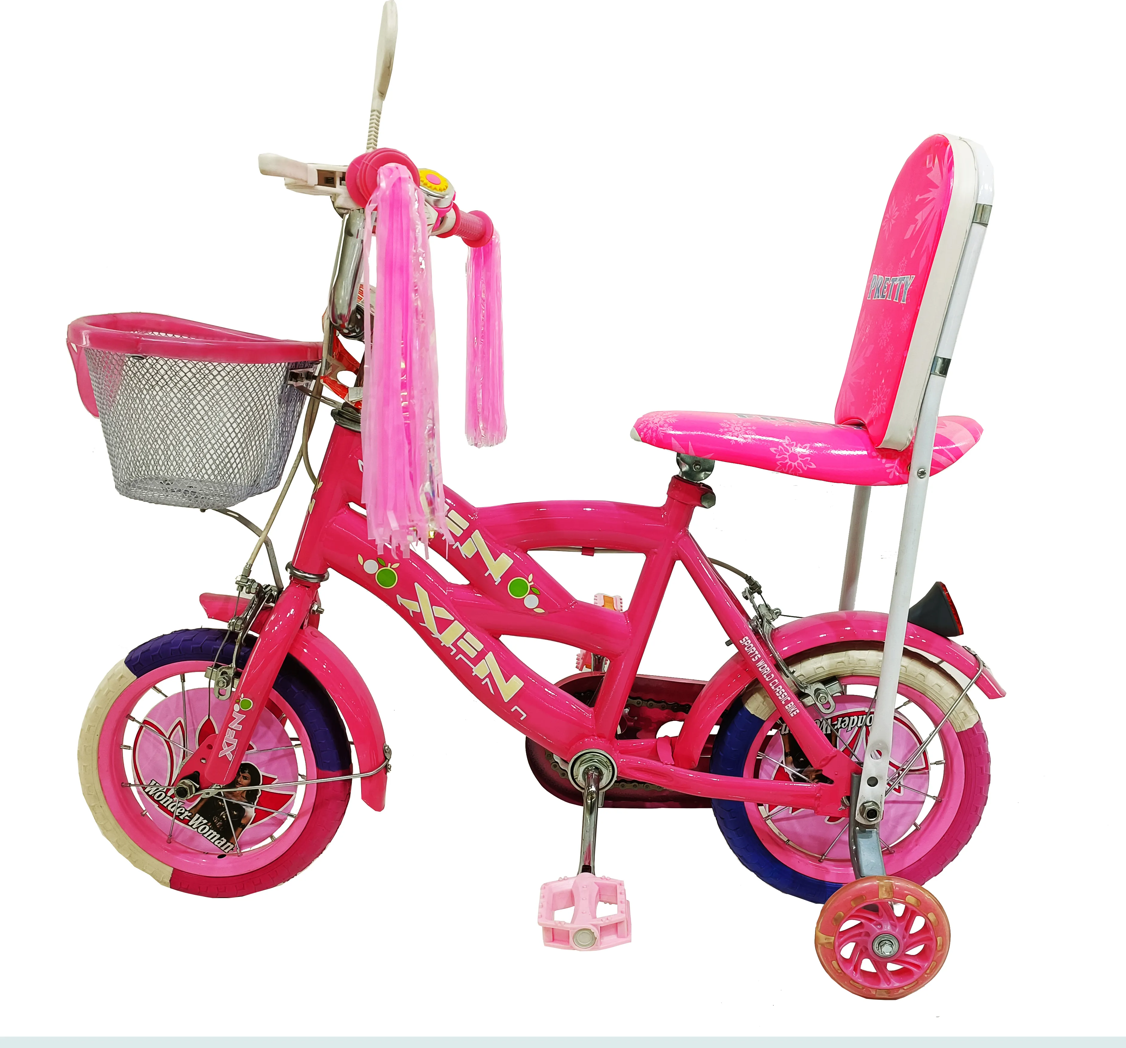 Новый дизайн, популярное седло с высокой спинкой, мигающие колеса из искусственной кожи, дизайн стальной рамы 12 14 16, бренд, хороший велосипед для девочек