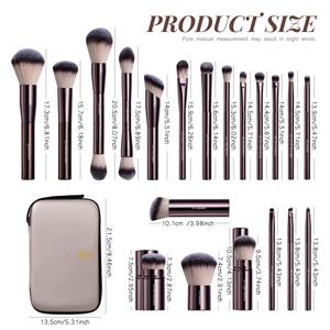 Ensemble de pinceaux de maquillage BS-MALL <span class=keywords><strong>Pro</strong></span> avec manche en métal, qualité supérieure, pinceaux de maquillage Kabuki double face avec sac - Product Image 4