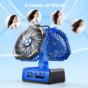 <b>Hook</b> Design Fan Cordless Battery Operated 20000Mah Multi Function LED Light For Travel Beach Fishing Jobsite Use - Product Image 3
