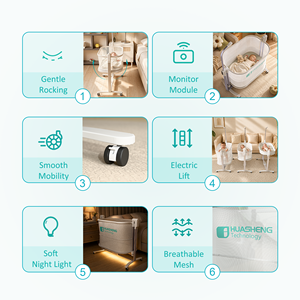 <span class=keywords><strong>Berceau</strong></span> électrique pour bébé, lit cododo convertible, <span class=keywords><strong>berceau</strong></span> de chevet pour nourrisson, <span class=keywords><strong>berceau</strong></span> pour tout-petit avec moniteur et veilleuse - Product Image 5