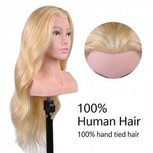 Cabeza de entrenamiento de cabello humano liso Remy 100% indio al por mayor con hombros - Maniquí de peluquería para corte y trenzado con abrazadera - Product Image 1