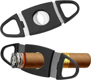 DESITA उच्च गुणवत्ता वाले स्टेनलेस स्टील सिगार कटर पोर्टेबल सिगार कटर पुरुषों के लिए प्लास्टिक हैंडल के साथ डबल ब्लेड कैंची