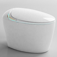 Toilette intelligente sans réservoir de luxe, design en forme d'œuf avec lumière ambiante LED, bidet intelligent