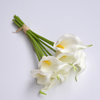 9 Tangkai Bunga Calla Lily PU Buatan Tangan 33cm Putih Realistis Gaya Eropa untuk Dekorasi Rumah, Hotel, Perpustakaan