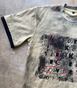 Camiseta <span class=keywords><strong>MZN</strong></span> para hombre, estilo vintage, con efecto lavado, puños en contraste, estampado de matriz de letras, bordes deshilachados, estilo grunge, ropa urbana. - Product Image 3