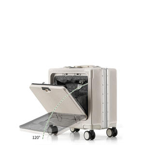 <span class=keywords><strong>Equipaje</strong></span> <span class=keywords><strong>de</strong></span> <span class=keywords><strong>mano</strong></span> <span class=keywords><strong>de</strong></span> 18 pulgadas con Apertura frontal, se puede llevar a bordo del avión sin facturar, maleta con marco <span class=keywords><strong>de</strong></span> aluminio - Product Image 2