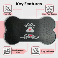 Tapis d'alimentation moderne de luxe pour petits animaux, grand modèle en forme d'os, en silicone durable avec design antidérapant