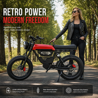 Sepeda Gunung Listrik Gaya Vintage Rangka Aluminium Alloy Sistem Peredam Kejut Rem Hidrolik Ban Lebar untuk Perjalanan Kota dan Offroad