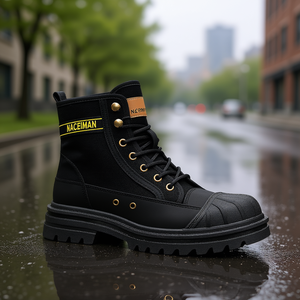 Botas de moto de caña alta para hombre Naeemaiku, de lona y mezclilla, con suela de goma, puntera redonda, con cordones, para todas las estaciones, estilo deportivo. - Product Image 2