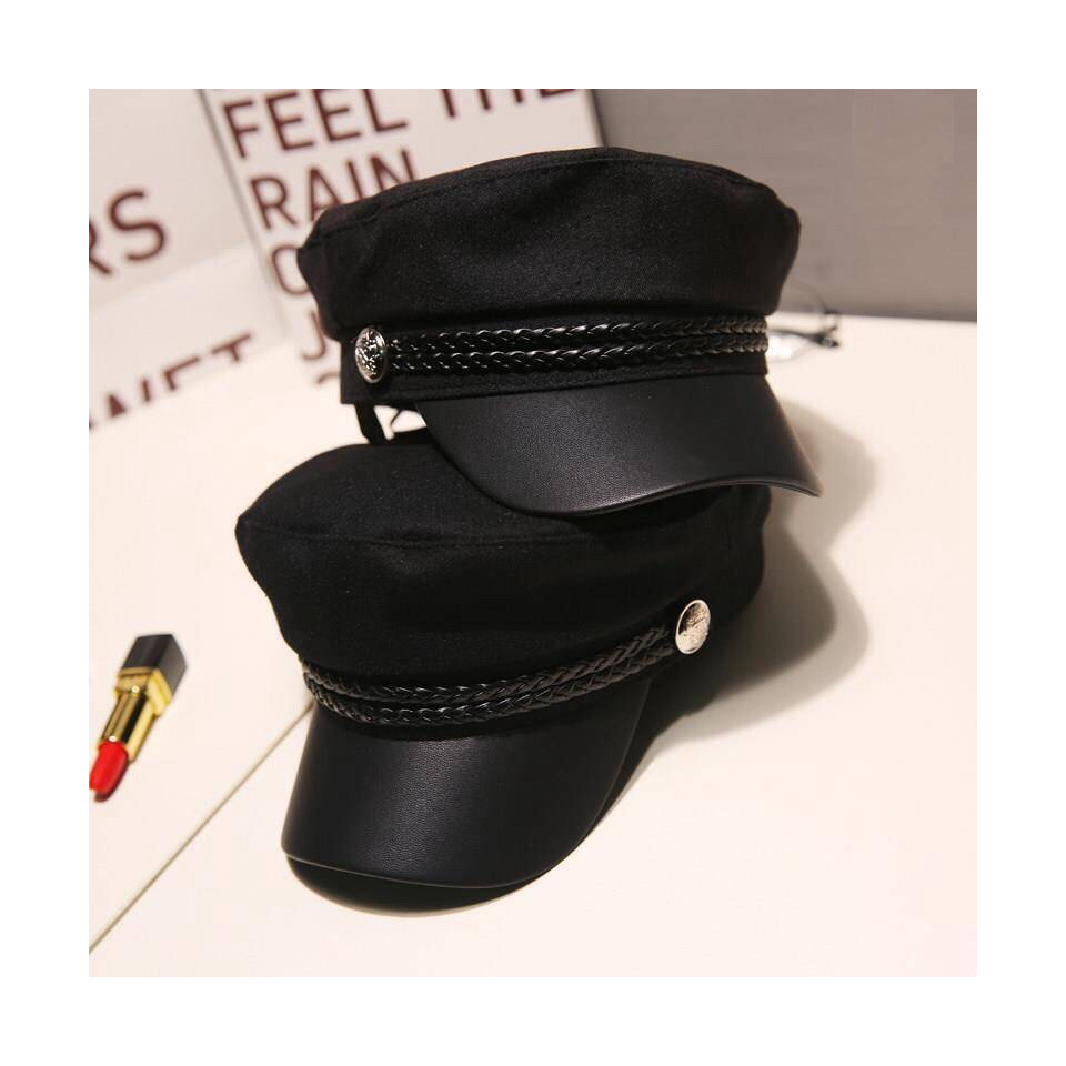Демисезонные береты с плоским верхом, береты капитана, матросские шапки свободного размера, женские черные береты на заказ