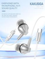 KAKUSIGA nouveauté Offre Spéciale type-c écouteurs stéréo basse casque intra-auriculaire casque avec micro filaire