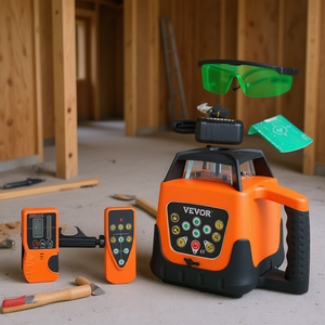 Nivel Láser Rotatorio Vevor de 2000 pies, Línea Cruzada Verde, Autonivelante, 5 Velocidades, 4 Ángulos, Control Remoto Manual - Product Image 2