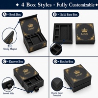 Boîte cadeau de luxe personnalisée en carton rigide noir mat avec couvercle et base, logo en feuille d'or et insert en mousse EVA pour emballage électronique