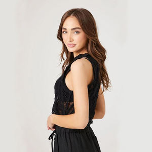 <span class=keywords><strong>Gilet</strong></span> <span class=keywords><strong>sans</strong></span> manches pour femme, style estival, en <span class=keywords><strong>crochet</strong></span>, à découpes - Product Image 2