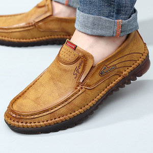 Men's Casual Leather Slip-on Loafers Low Heel Breathable <b>Driving</b> <b>Shoes</b> Wenzhou Origin - Product Image 3