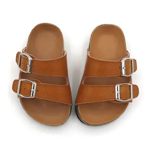 Sandália de couro de alta qualidade infantil, sapato para meninas