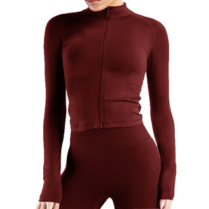Chaqueta de Yoga Ajustada sin Costuras de Manga Larga para Mujer con Cremallera, Ropa Deportiva Exterior, Chaqueta de Fitness - Product Image 6