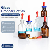Flacons compte-gouttes en verre borosilicate 3.3 ambré transparent de 5 ml à 150 ml avec bouchon à vis et joint en verre miroir pour stockage en laboratoire – Vente en gros