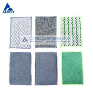 Tampons de nettoyage en microfibre Amigo, rectangulaires, super absorbants, pour la vaisselle de cuisine, vert, gris, argent - Product Image 1