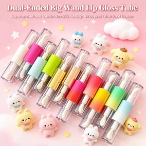 ISMAN 8ml Thick Double End <strong>Lip</strong> <strong>Gloss</strong> Tube Dual Wand Rainbow Color Pink Blue Gold Green Cream Plastic Cosmetic Wholesale Empty - Product Image 1