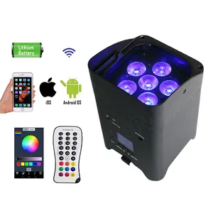 Uplight 6X15W Rgbwa Uv 6In1 Mixing Color Battery Powered Wireless Led Par Lights For Night Club
