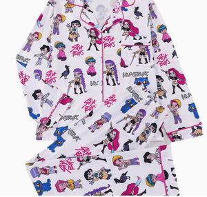 Nuevo Conjunto de Pijama de Verano a la Moda, Estampado de Dibujos Animados K-Pop, Poliéster Suave, Manga Larga, Pantalones Cortos, Conjunto de Dos Piezas, Ropa de Dormir para el Hogar - Product Image 5